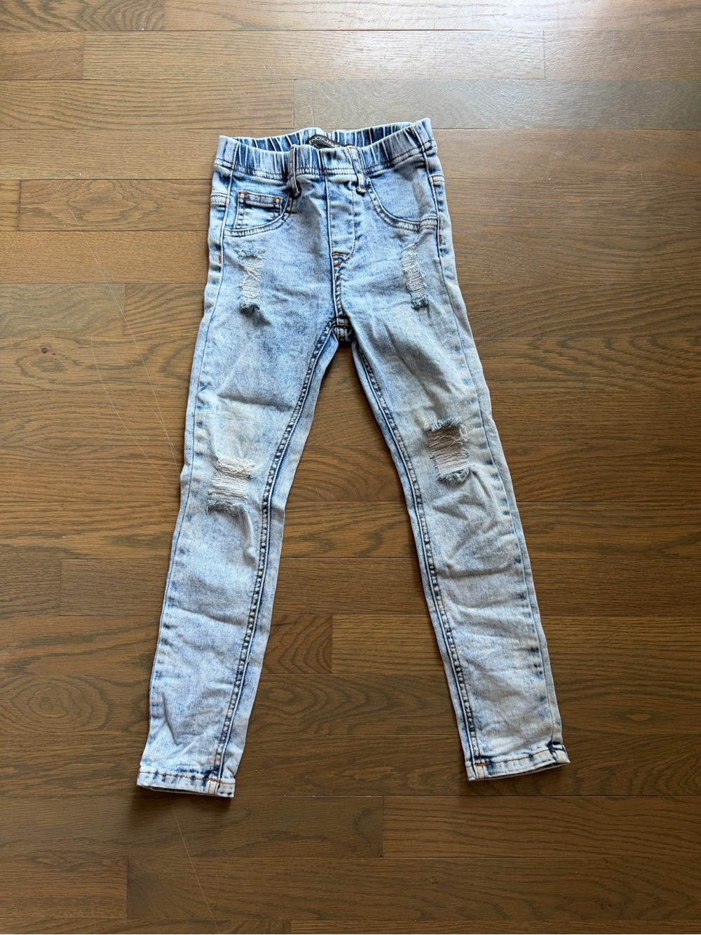 Used Lenox James Kids Light Wash Distressed Jeans with Elastic Waist size 5T